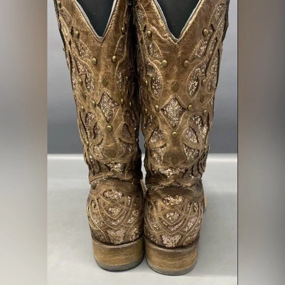 Corral Orix Glittered Inlay w/Studs Square Toe  Size 11.5 - Picture 5 of 6